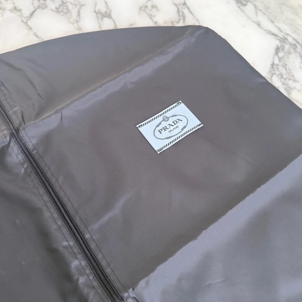 Prada Milano Black Nylon Garment Bag Travel Suit Cover Zipped Logo NEW